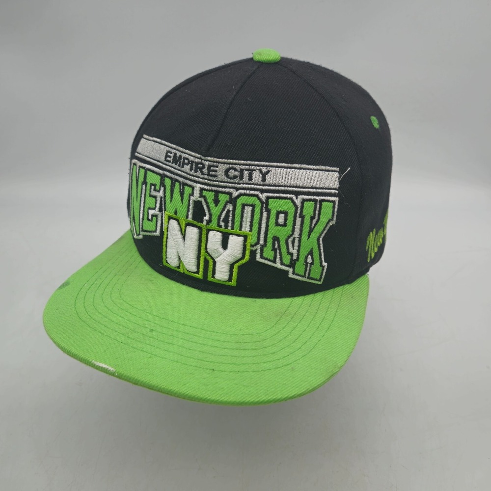 New York Snapback Hat Baseball Cap Black Neon Green Empire City Hip Hop ICON